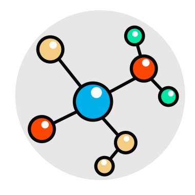 Beyaz arkaplanda molekol simgesi