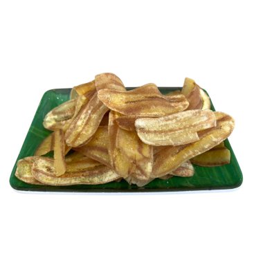 Beyaz arka planda kızarmış muz.-