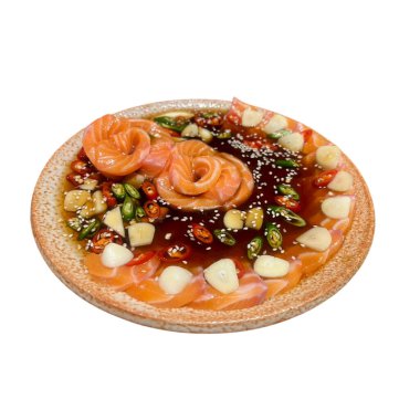 Beyaz zemin üzerine somon