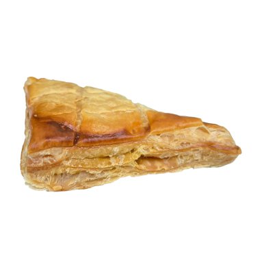 Beyaz zemin üzerine tavuklu böreği-