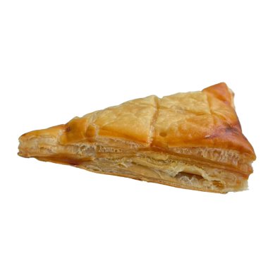 Beyaz zemin üzerine tavuklu böreği-