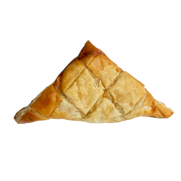 Beyaz zemin üzerine tavuklu böreği