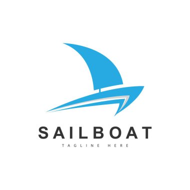 Sea Ocean Wave Logo Tasarım Vektörü 'nde basit bir yelkenli dhow gemisi.