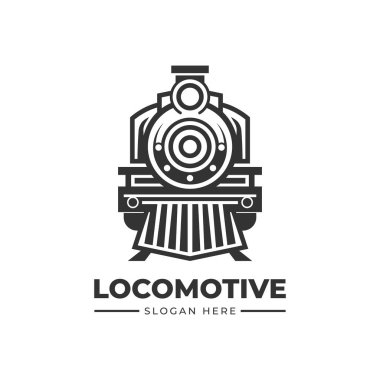 Beyaz arkaplan üzerinde antik bir trenin ön görüntüsünün basit simgesi