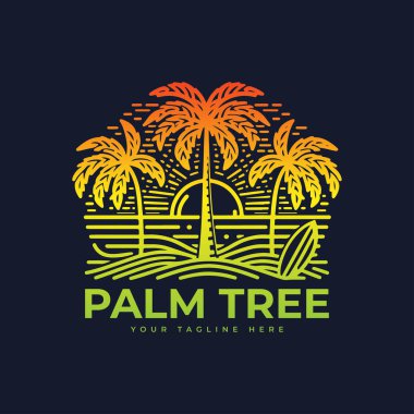 Palmiye ağacı logosunun gradyan renkteki vektör çizimi