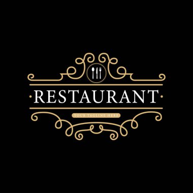 Logo Şablonları 'nda Monogramlı Elementler ve Restoranlar, Kulüpler, Butikler, Kafeler, Otel Kartları için Flourish Süslemeleri var. Vektör illüstrasyonu