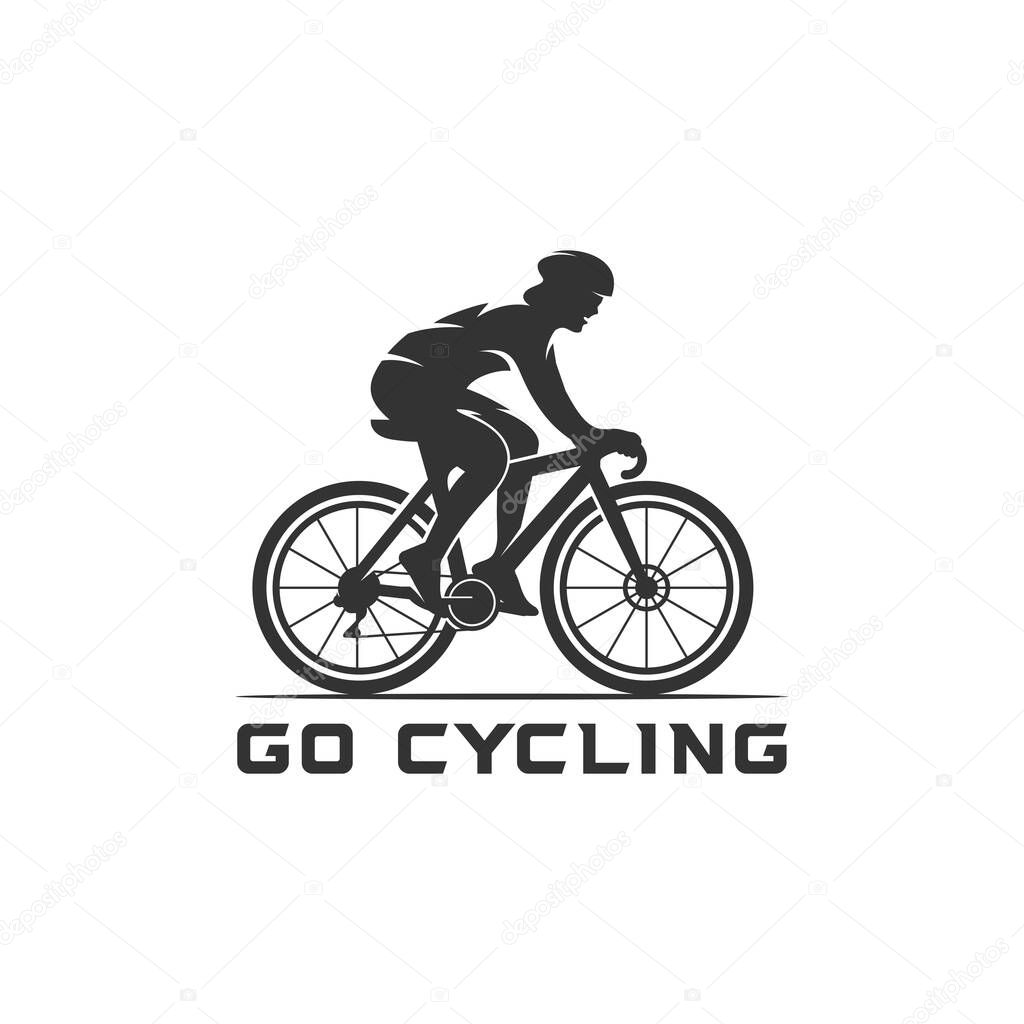 Illustration go cycle logo symbol silhotte for sport cycling