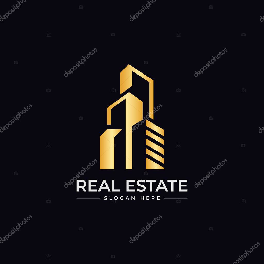 Real Estate Logo Vector Design With Golden Color