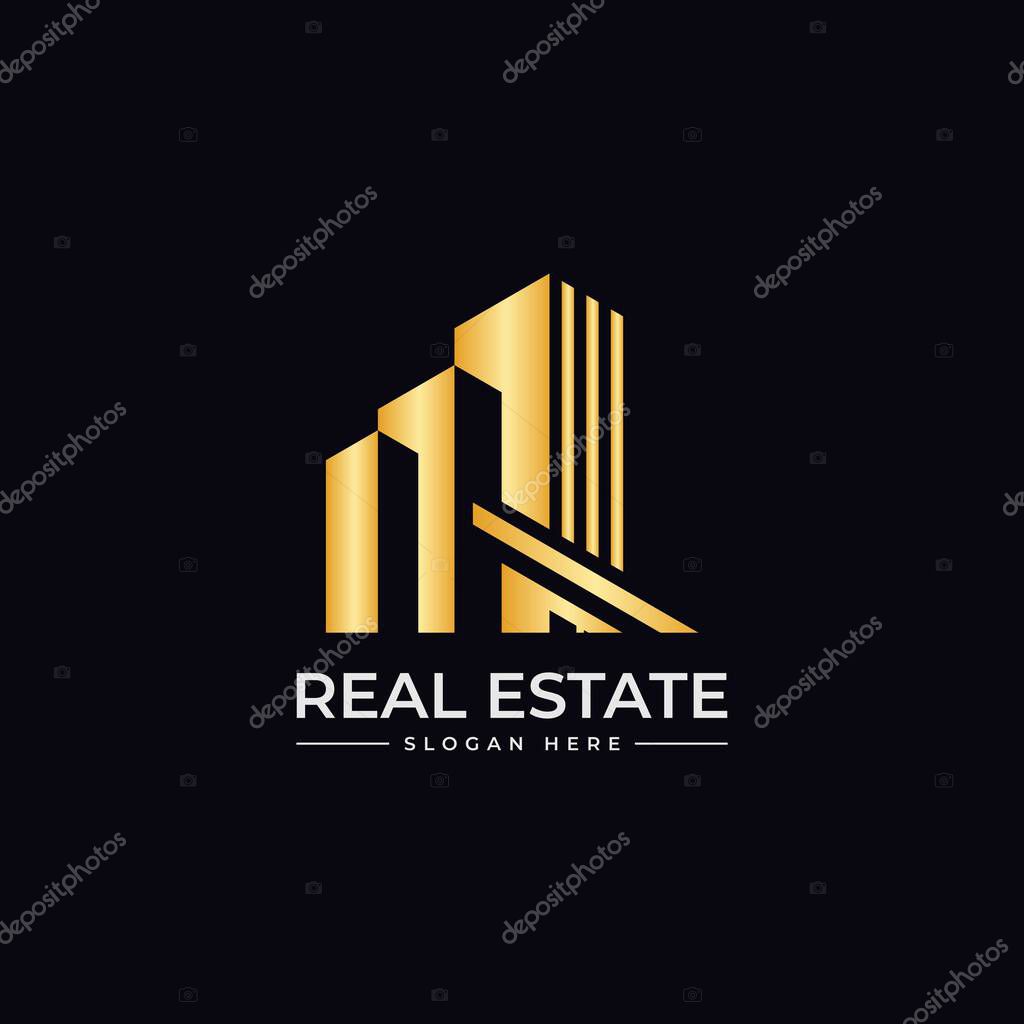 Real Estate Logo Vector Design With Golden Color
