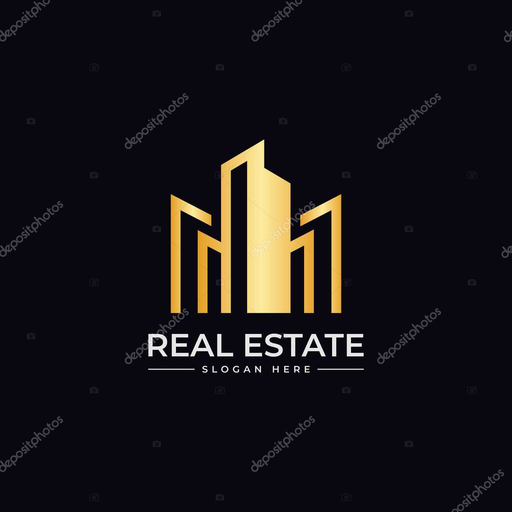 Real Estate Logo Vector Design With Golden Color
