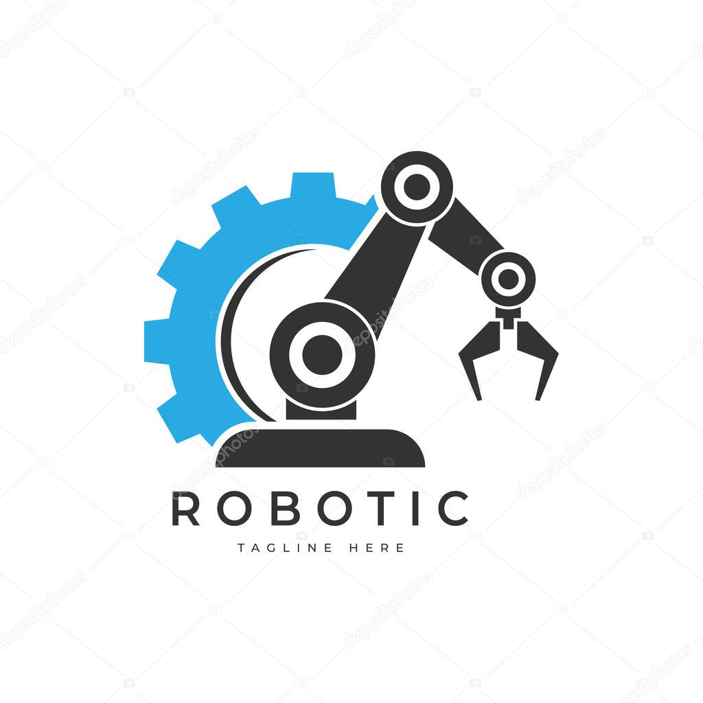 Robotic hand manipulator symbol icon. Robot limb logo. Robot arm. automation, robot, CNC shape logo.
