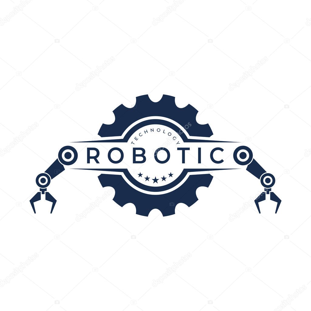 Robotic hand manipulator symbol icon. Robot limb logo. Robot arm. automation, robot, CNC shape logo.
