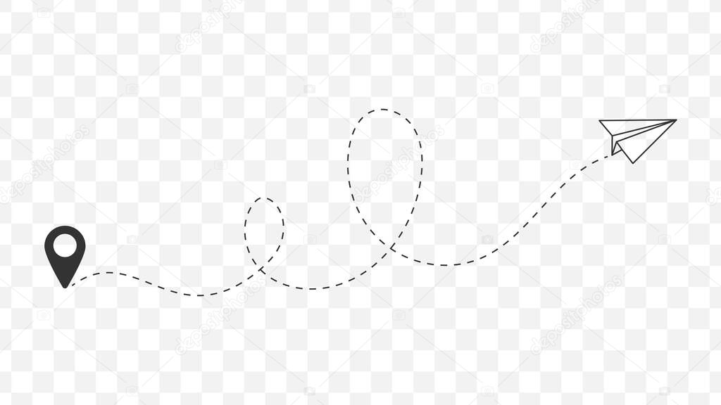 Route icon between two points with dotted path and location pin. Location pointer continuous one line drawing. GPS navigation line route mark. vector eps 10