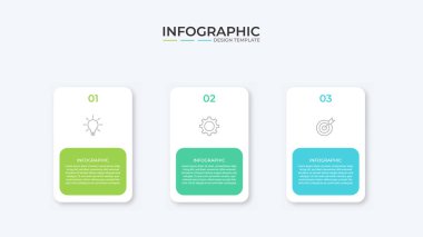 Simge ve 3 seçenek veya adımlı vektör Infographic etiket tasarım şablonu. İşlem şeması, sunumlar, iş akışı düzeni, afiş, akış şeması, bilgi grafiği için kullanılabilir