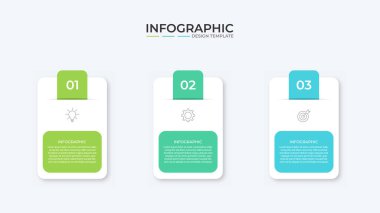 Simge ve 3 seçenek veya adımlı vektör Infographic etiket tasarım şablonu. İşlem şeması, sunumlar, iş akışı düzeni, afiş, akış şeması, bilgi grafiği için kullanılabilir