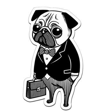Pug Dogsinessman1 etiket karikatürü 