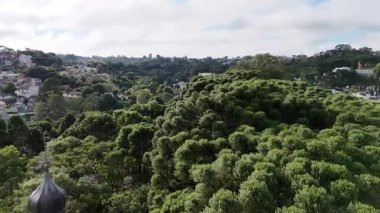Açık Bir Gün 'de ParqueTingui, Curitiba Serene Lakes, Araucaria Forest ve Yerel Anıt İnsansız Hava Aracı Panoraması