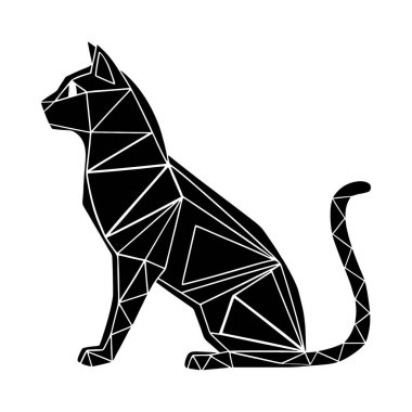 Geometrik dairelerden oluşan minimalist kedi silueti, yaratıcı çizimler, logolar ve tişört tasarımları için mükemmel..