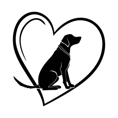 Bir köpeğin oturduğu ya da ayakta dikildiği basit bir silüet çeşitli evcil hayvan temalı projeler için çok yönlülük sunuyor