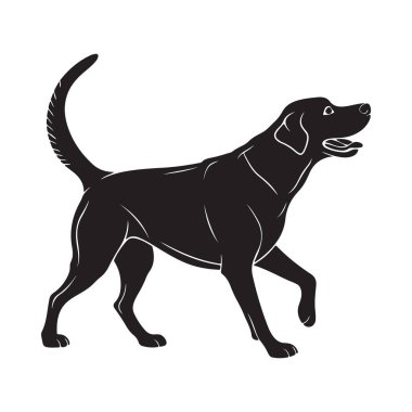 Sallanan kuyruk köpeği silueti mutluluk ve evcil hayvan sevgisini ifade eder.