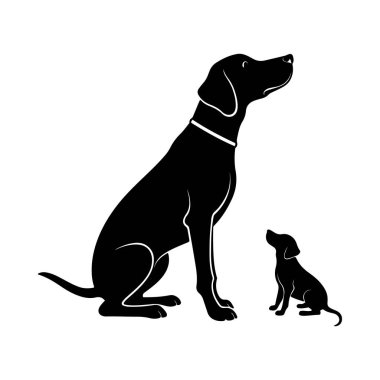 Büyük köpek ve köpek yavrusu yan yana, aile bağlarını ve evcil hayvan aile bağlarını yakalıyor.