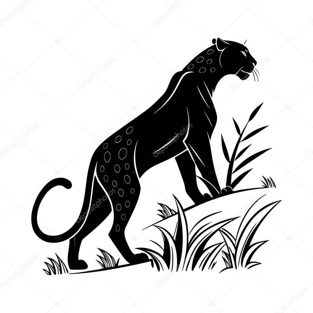 A full body walking leopard silhouette perfect for jungle illustrations, animal designs, and wildlife branding