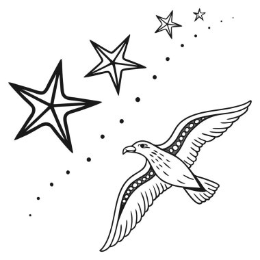 Modern, minimalist bir stili sergileyen, yürüyen bir kadının cesur, grafik çizimi..