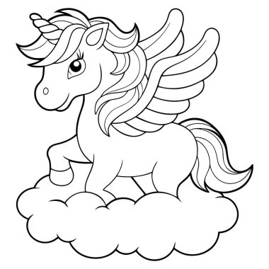 Tek boynuzlu ata sarılan bir denizkızının şirin renkli sayfası.