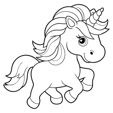 Tek boynuzlu ata sarılan bir denizkızının şirin renkli sayfası.