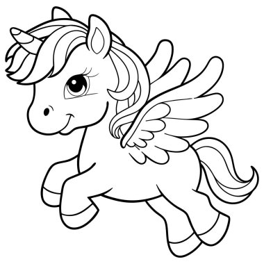 Tek boynuzlu ata sarılan bir denizkızının şirin renkli sayfası.