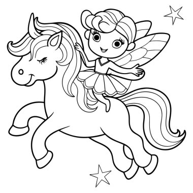 Tek boynuzlu ata sarılan bir denizkızının şirin renkli sayfası.