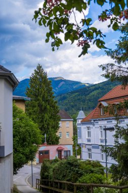 Manzaralı Dağ Kasabası Manzarası. Büyüleyici binaları ve yemyeşil otlakları olan bir dağ kasabası manzarası.
