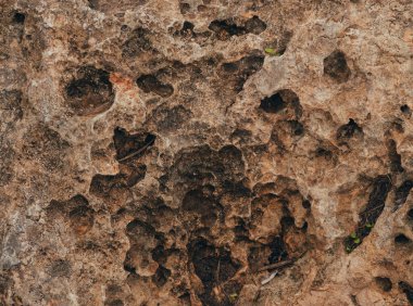 Kaya dokusu. Kum taşı. Deliklerdeki su