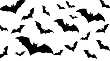 Cadılar Bayramı Yarasa Silüeti Koleksiyonu - Ürkütücü, Uçan, Süsleme, Vektör