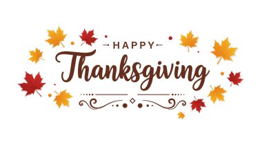 Düşen Sonbahar Akçaağaç Yapraklarıyla Mutlu Şükran Günü Vector Metinleri