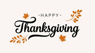 Sonbahar Yaprakları ve Dalları ile Mutlu Şükran Günü Vektörü Selamlaması