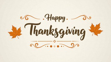 Maple Leaves ve Flourish 'le Mutlu Şükran Günü Vektörü.