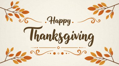 Maple Leaves ve Flourish 'le Mutlu Şükran Günü Vektörü.