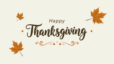 Maple Leaves ve Flourish 'le Mutlu Şükran Günü Vektörü.