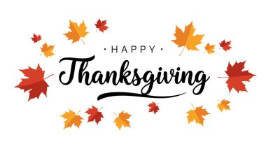 Düşen Sonbahar Akçaağaç Yapraklarıyla Mutlu Şükran Günü Vector Metinleri