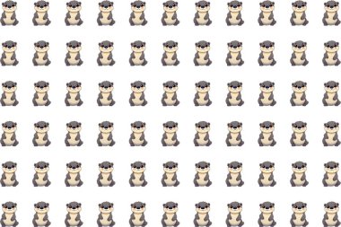 Tatlı Deniz Su Samuru Yavrularının Kusursuz Şablonu Bokeh Efektli Hafif Düz Vektör Tasarımı