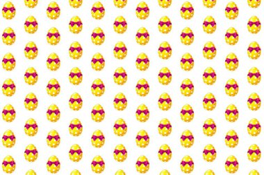 Temiz beyaz arka planda güzel detaylandırılmış Paskalya yumurtalarının yer aldığı şenlikli ve zarif bir kusursuz vektör deseni. Tatil kartları, bahar temalı projeler, çocuk el işleri ve dekoratif tasarımlar için mükemmel..