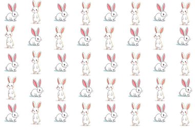 Şirin Tavşan Kusursuz Vektör Deseni