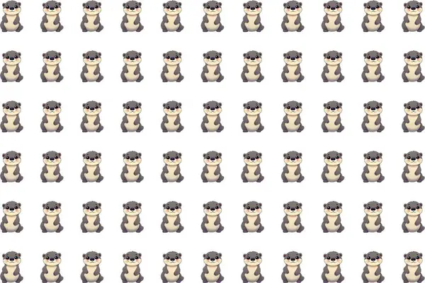 Tatlı Deniz Su Samuru Yavrularının Kusursuz Şablonu Bokeh Efektli Hafif Düz Vektör Tasarımı