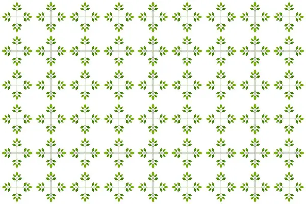 Temiz ve organik bir vektör deseni, beyaz arka planda çapraz şekilli yeşil yapraklar içeriyor. Çevre dostu tasarımlar, doğa temaları, tekstil ve botanik baskılar için ideal..
