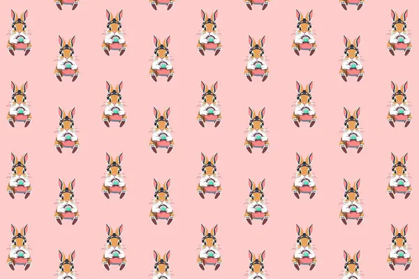 Sevimli Paskalya tavşanları içeren basit ve kusursuz bir vektör deseni. Tatil temalı projeler, çocuk ürünleri, hediye paketleri ve şenlikli dijital tasarımlar için ideal.