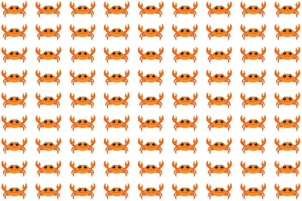 Temiz beyaz arka planda çizgi film tarzı yengeçler içeren eğlenceli ve basit bir vektör deseni. Çocuk ürünleri, plaj temaları, yaz tasarımları ve eğlenceli dijital projeler için ideal.