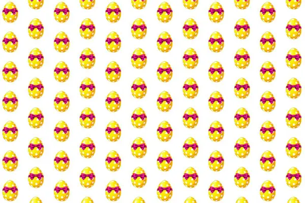 Temiz beyaz arka planda güzel detaylandırılmış Paskalya yumurtalarının yer aldığı şenlikli ve zarif bir kusursuz vektör deseni. Tatil kartları, bahar temalı projeler, çocuk el işleri ve dekoratif tasarımlar için mükemmel..