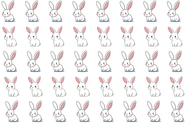 Şirin Tavşan Kusursuz Vektör Deseni