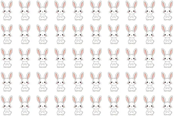 Şirin Tavşan Kusursuz Vektör Deseni
